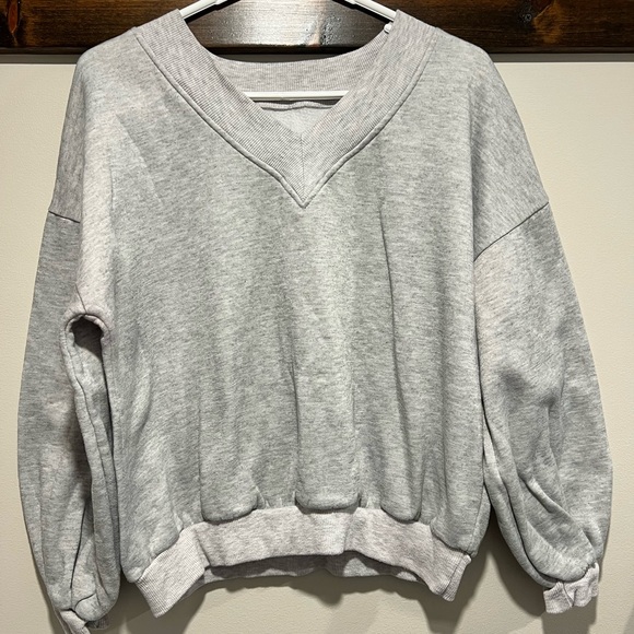 Gray V-Neck Sweatshirt - Picture 1 of 1